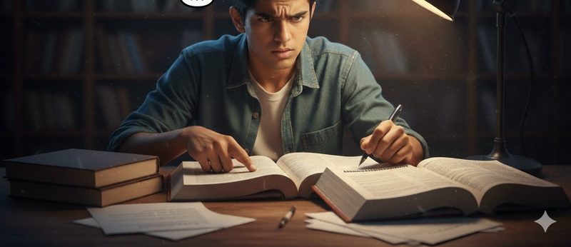 Study materials and books on desk